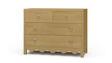 Load image into Gallery viewer, The Bramble Chloe 4 Drawer Dresser combines timeless craftsmanship with a distinctive scalloped apron and clean, versatile proportions. Crafted from solid mahogany, it features two smaller upper drawers and two full-width lower drawers for practical, organized storage. Brass teardrop hardware adds an elegant finishing touch. Good Bones Furniture