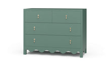 Load image into Gallery viewer, The Bramble Chloe 4 Drawer Dresser combines timeless craftsmanship with a distinctive scalloped apron and clean, versatile proportions. Crafted from solid mahogany, it features two smaller upper drawers and two full-width lower drawers for practical, organized storage. Brass teardrop hardware adds an elegant finishing touch. Good Bones Furniture