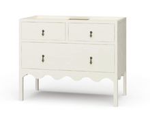 Load image into Gallery viewer, Bramble Chloe Single Vanity, a stunning blend of classic craftsmanship & timeless elegance. Featuring a beautiful scalloped bottom, solid mahogany construction, and one spacious functioning drawer, this piece is both chic & practical. Good Bones Furniture