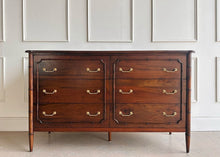 Load image into Gallery viewer, The Chelsea 6 Drawer Dresser is a stunning blend of classic craftsmanship and vintage-inspired charm. Designed in an exquisite faux bamboo style, this piece adds sophisticated texture and timeless appeal to any space. Crafted from solid mahogany, it offers both durability and beauty, making it a standout investment piece for your home. Solid brass hardware. Good Bones Furniture