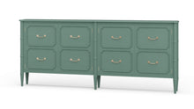 Load image into Gallery viewer, Designed with a clean, elongated silhouette, the Bramble Chelsea Long Narrow Sideboard offers substantial storage in a refined, space-conscious profile. At just 10 inches deep, it’s ideal for hallways, dining spaces, or behind a sofa—delivering function without visual weight. Good Bones Furniture