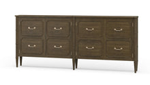 Load image into Gallery viewer, Designed with a clean, elongated silhouette, the Bramble Chelsea Long Narrow Sideboard offers substantial storage in a refined, space-conscious profile. At just 10 inches deep, it’s ideal for hallways, dining spaces, or behind a sofa—delivering function without visual weight. Good Bones Furniture