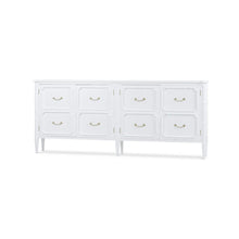 Load image into Gallery viewer, Designed with a clean, elongated silhouette, the Bramble Chelsea Long Narrow Sideboard offers substantial storage in a refined, space-conscious profile. At just 10 inches deep, it’s ideal for hallways, dining spaces, or behind a sofa—delivering function without visual weight. Good Bones Furniture