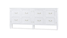 Load image into Gallery viewer, Designed with a clean, elongated silhouette, the Bramble Chelsea Long Narrow Sideboard offers substantial storage in a refined, space-conscious profile. At just 10 inches deep, it’s ideal for hallways, dining spaces, or behind a sofa—delivering function without visual weight. Good Bones Furniture