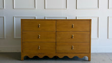 Load image into Gallery viewer, Clean-lined but full of character, the Bramble Chloe Dresser is a modern heirloom in the making. Its distinctive scalloped apron brings a playful architectural detail to this classic silhouette, while the six soft, self close drawers offer generous storage. Good Bones Furniture