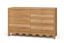 Load image into Gallery viewer, Clean-lined but full of character, the Bramble Chloe Dresser is a modern heirloom in the making. Its distinctive scalloped apron brings a playful architectural detail to this classic silhouette, while the six soft, self close drawers offer generous storage. Good Bones Furniture