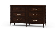 Load image into Gallery viewer, The Bramble Martinique 6 Drawer Dresser blends timeless craftsmanship with relaxed island-inspired styling. Constructed from solid mahogany, this beautifully detailed dresser features carved rope molding around each drawer front, bamboo-inspired corner posts, tapered legs, and elegant brushed metal hardware. Good Bones Furniture
