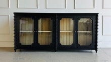 Load image into Gallery viewer, The Bramble Milano Sideboard blends traditional craftsmanship with eye-catching detail, making it the perfect statement piece for dining rooms, living spaces, or entryways. Handcrafted from solid mahogany, it features elegant stacked turning details and four framed glass-panel cabinet doors. Good Bones Furniture