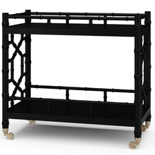 Load image into Gallery viewer, Grosvenor Drinks Trolley is a classic entertaining piece defined by its Chippendale-inspired faux bamboo design and elegant proportions, Batavia Black.