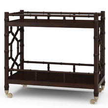 Load image into Gallery viewer, Grosvenor Drinks Trolley is a classic entertaining piece defined by its Chippendale-inspired faux bamboo design and elegant proportions, Teak.