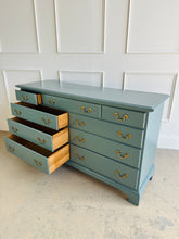 Load image into Gallery viewer, Traditional Vintage 9 drawer Dresser in Inchyra Blue