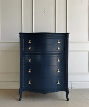 Load image into Gallery viewer, French Provincial 5 Drawer Chest in Custom Naval