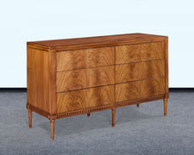 Load image into Gallery viewer, The Lipton Six Drawer Dresser blends neoclassical restraint with the warmth and refinement of early-20th-century European cabinetry. Its silhouette is grounded and architectural, yet softened by subtle curves, tapered legs, and a finely scaled apron—details that keep the piece feeling elegant rather than formal. Good Bones Furniture
