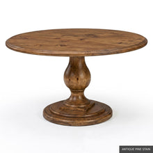 Load image into Gallery viewer, The 54 inch Lafayette Dining Table hits the sweet spot for round dining—generous enough to seat six comfortably, yet intimate enough to keep conversation effortless. Designed by Phillips Scott and crafted from hardwood solids and veneers, the table features a layered molded edge, sculptural turned pedestal, and substantial tiered base. Good Bones Furniture