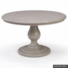 Load image into Gallery viewer, The 54 inch Lafayette Dining Table hits the sweet spot for round dining—generous enough to seat six comfortably, yet intimate enough to keep conversation effortless. Designed by Phillips Scott and crafted from hardwood solids and veneers, the table features a layered molded edge, sculptural turned pedestal, and substantial tiered base. Good Bones Furniture