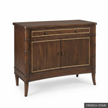 Load image into Gallery viewer, Phillips Scott Upton Cupboard. Bamboo-inspired corner posts and tapered legs lend an architectural quality to the silhouette, while contrasting accent details highlight the clean, tailored paneling. Crafted from hardwood solids and veneers, the Upton can be personalized with a selection of body and accent finishes to suit both traditional and contemporary interiors. Good Bones Furniture