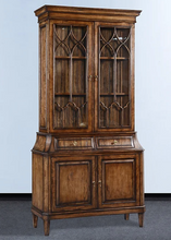 Load image into Gallery viewer, Elevate your dining or living space with the timeless elegance of the Rosalind China Cabinet. Handcrafted from solid mango wood and mango wood veneers, this cabinet combines durability with natural beauty, showcasing the wood's rich, warm tones and unique grain patterns. Its sleek design is complemented by solid brass hardware, adding a touch of refined sophistication. Good Bones Furniture