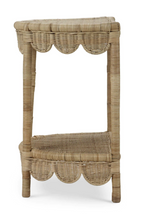 Load image into Gallery viewer, Scalloped Half Round Rattan Side Table