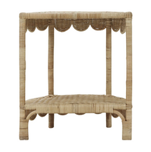 Load image into Gallery viewer, Scalloped Half Round Rattan Side Table