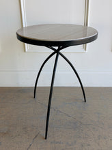 Load image into Gallery viewer, This pair of Studio|A accent tables blends sculptural ironwork with natural stone in a way that feels both organic and architectural. Featuring hand-worked forged iron bases with airy tripod silhouettes, the tables have a visually light presence despite the substantial stone tops. Good Bones Furniture