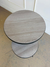 Load image into Gallery viewer, This pair of Studio|A accent tables blends sculptural ironwork with natural stone in a way that feels both organic and architectural. Featuring hand-worked forged iron bases with airy tripod silhouettes, the tables have a visually light presence despite the substantial stone tops. Good Bones Furniture
