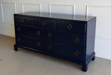 Load image into Gallery viewer, A tailored, heirloom-quality piece from White Furniture Company, known for its exceptional craftsmanship and legacy of producing some of the finest American case goods of the 20th century. This vintage dresser features clean, classic lines with a slightly raised base and understated detailing—giving it a timeless, versatile profile that works across traditional and transitional interiors. Sherwin Williams Naval. Good Bones Furniture