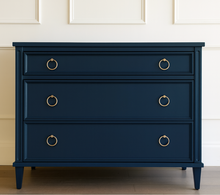 Load image into Gallery viewer, Avalaire 3 Drawer Chest in Sherwin-Williams Naval by Good Bones Furniture, featuring solid mahogany construction, deep blue finish, and soft-close drawer glides.