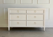Load image into Gallery viewer, Avalaire 6 Drawer Dresser in White Dove by Good Bones Furniture, showcasing solid mahogany craftsmanship, soft-close drawers, and a timeless minimalist silhouette.