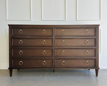 Load image into Gallery viewer, Avalaire 8 Drawer Dresser in Sorrel Mahogany by Good Bones Furniture, featuring solid mahogany construction, framed drawer fronts, tapered legs, and soft-close drawers.