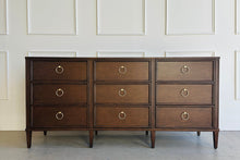 Load image into Gallery viewer, Avalaire 9 Drawer Dresser in Sorrel Mahogany by Good Bones Furniture, crafted from solid mahogany with framed drawer fronts, tapered legs, and soft-close drawers.