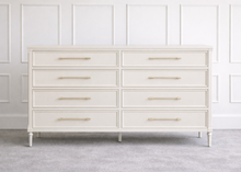 Load image into Gallery viewer, Boylan 8 Drawer Dresser by Good Bones Furniture in White Dove, solid mahogany bedroom dresser with eight soft-close dovetailed drawers.