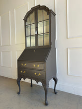 Load image into Gallery viewer, Lacquered Queen Anne–style secretary in Benjamin Moore Silhouette with classic curved silhouette and refined proportions