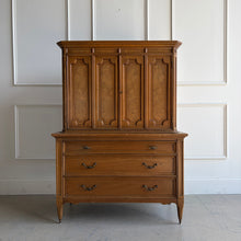Load image into Gallery viewer, This vintage armoire by American of Martinsville is a beautifully made storage piece with the kind of quality and proportion that make it ideal for a custom lacquer finish. The clean, tailored silhouette feels classic but versatile, while the upper cabinet and three lower drawers provide practical, concealed storage for clothing, linens, office supplies, or media. Good Bones Furniture