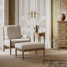 Load image into Gallery viewer, The Bramble Montego Side Table brings together classic craftsmanship and relaxed texture through its solid mahogany construction, hand-carved detailing, and woven rattan lower shelf. The round silhouette and slender turned legs give the piece an airy, collected feel, making it ideal beside a sofa, lounge chair, or bedside. Good Bones Furniture
