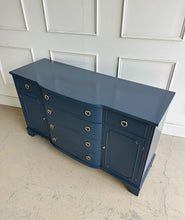 Load image into Gallery viewer, Vintage Bowfront Buffet in Custom Navy Blue
