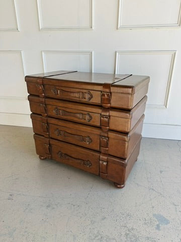 Stacked Leather Luggage Chest