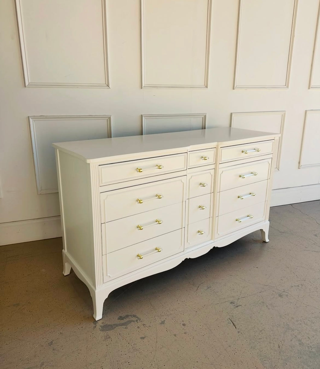 Vintage 12 Drawer Dresser in White Dove