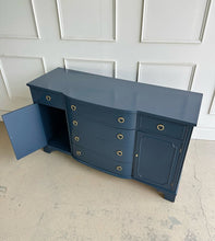 Load image into Gallery viewer, Vintage Bowfront Buffet in Custom Navy Blue
