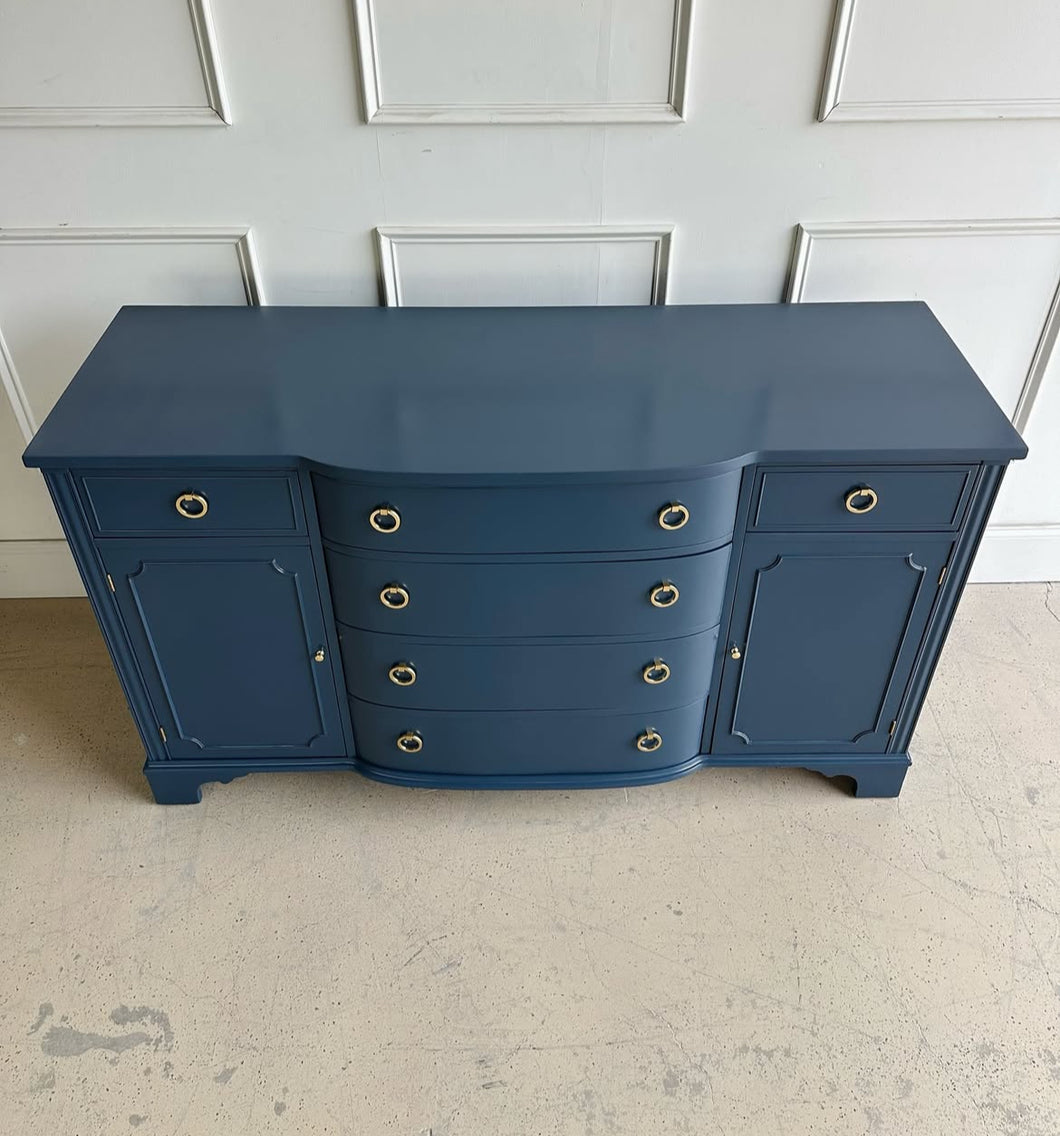 Vintage Bowfront Buffet in Custom Navy Blue