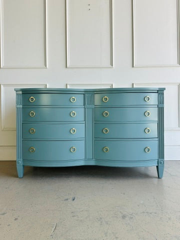 Vintage Serpentine Dresser in Aegean Teal