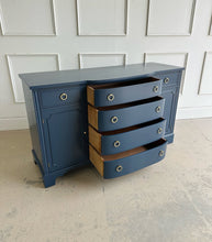 Load image into Gallery viewer, Vintage Bowfront Buffet in Custom Navy Blue
