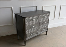Load image into Gallery viewer, Inspired by antique Regency pieces, the Ambrose Chest by Ambella Homeblends classic architectural detailing with a refined, modern finish. Regency-style fretwork frames each of the six drawers, creating layered dimension and tailored symmetry across the façade. Good Bones Furniture
