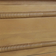 Load image into Gallery viewer, The Bramble Martinique Open Nightstand with Drawer combines classic craftsmanship with practical bedside storage. Expertly crafted from solid mahogany, this versatile piece features carved rope molding, bamboo-inspired corner posts, tapered legs, and elegant metal hardware that lend a relaxed yet sophisticated character. A spacious drawer keeps nighttime essentials tucked away, while the open lower shelf provides convenient storage for books, baskets, or decorative accents. Good Bones Furniture

