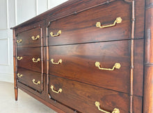 Load image into Gallery viewer, The Chelsea 6 Drawer Dresser is a stunning blend of classic craftsmanship and vintage-inspired charm. Designed in an exquisite faux bamboo style, this piece adds sophisticated texture and timeless appeal to any space. Crafted from solid mahogany, it offers both durability and beauty, making it a standout investment piece for your home. Solid brass hardware. Good Bones Furniture
