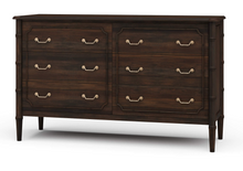 Load image into Gallery viewer, The Chelsea 6 Drawer Dresser is a stunning blend of classic craftsmanship and vintage-inspired charm. Designed in an exquisite faux bamboo style, this piece adds sophisticated texture and timeless appeal to any space. Crafted from solid mahogany, it offers both durability and beauty, making it a standout investment piece for your home. Solid brass hardware. Good Bones Furniture
