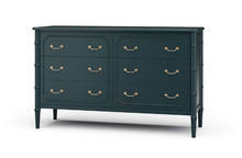Load image into Gallery viewer, The Chelsea 6 Drawer Dresser is a stunning blend of classic craftsmanship and vintage-inspired charm. Designed in an exquisite faux bamboo style, this piece adds sophisticated texture and timeless appeal to any space. Crafted from solid mahogany, it offers both durability and beauty, making it a standout investment piece for your home. Solid brass hardware. Good Bones Furniture
