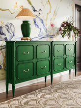 Load image into Gallery viewer, Designed with a clean, elongated silhouette, the Bramble Chelsea Long Narrow Sideboard offers substantial storage in a refined, space-conscious profile. At just 10 inches deep, it’s ideal for hallways, dining spaces, or behind a sofa—delivering function without visual weight. Good Bones Furniture
