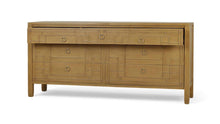 Load image into Gallery viewer, The Knightsbridge Large Dresser makes a striking statement with its generous scale and architectural detailing. Crafted from solid mahogany and veneers, it features seven drawers accented by layered geometric molding inspired by classic Greek key motifs.
