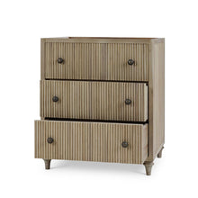 Load image into Gallery viewer, Crafted from solid mahogany, the Kraton Single Vanity combines timeless craftsmanship with clean, architectural styling. The fluted drawer fronts add rich texture and visual interest, while the warm wood finish highlights the natural beauty of the grain. Good Bones Furniture
