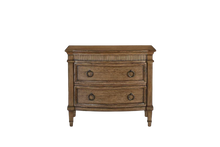 Load image into Gallery viewer, The Camelot Nightstand offers refined simplicity and everyday function, crafted from durable solid mango wood. With clean lines and a warm, lightly distressed finish, this piece delivers style and substance to any bedroom or living space. It features two large dovetailed drawers on solid wood glides, providing ample storage with smooth operation. Good Bones Furniture
